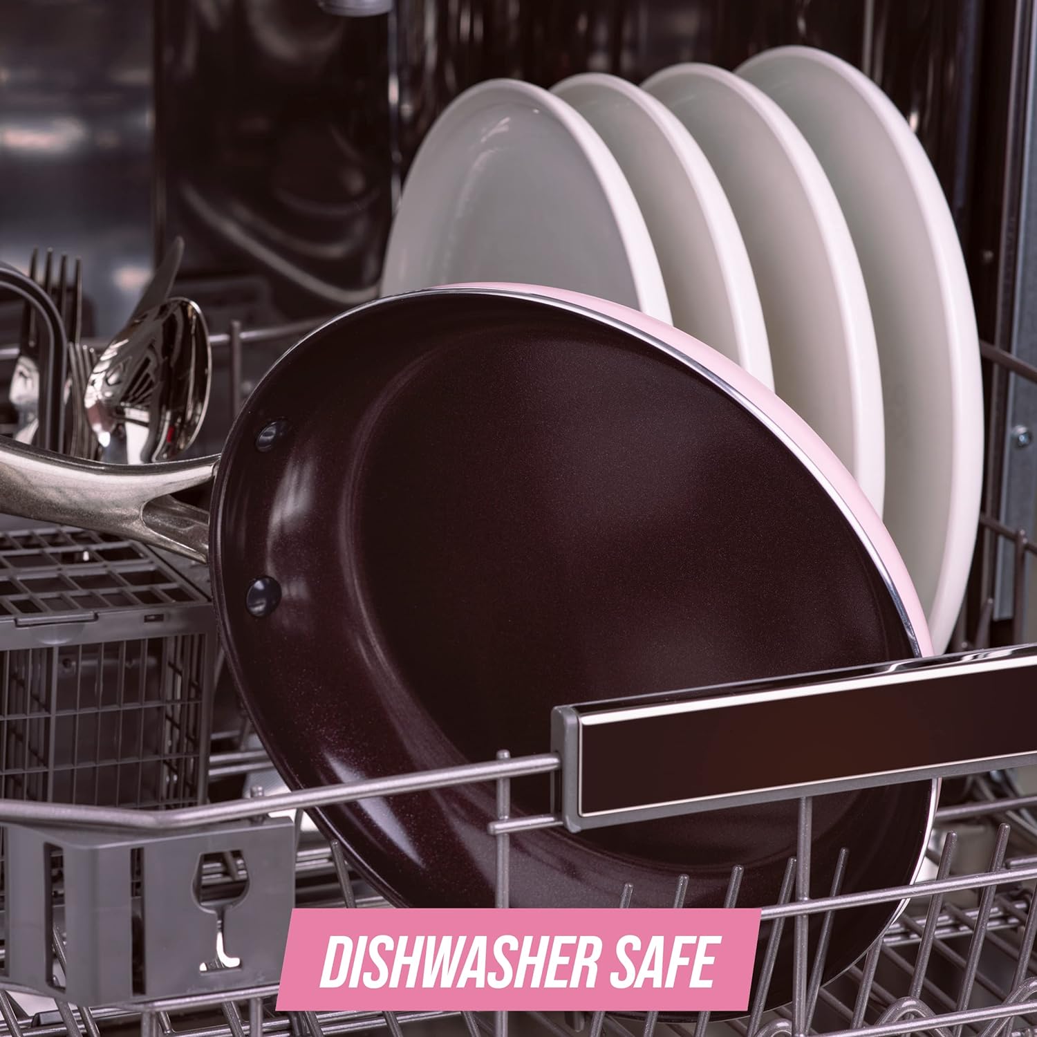 Blue Diamond Cookware Diamond Infused Ceramic Nonstick 10" Frying Pan Skillet, PFAS-Free, Dishwasher Safe, Oven Safe, Pink 24Hr Smart